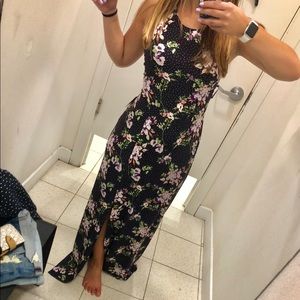 Express high neck floral maxi dress with slit